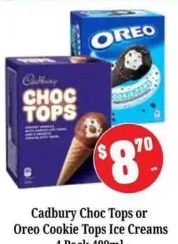 Farmer Jack's Cadbury Choc Tops or Oreo Cookie Tops Ice Creams offer