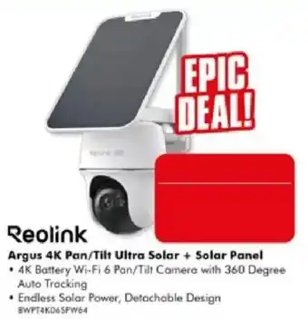 The Good Guys Reolink Argus 4K Pan/Tilt Ultra Solar + Solar Panel offer
