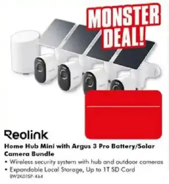 The Good Guys Reolink Home Hub Mini with Argus 3 Pro Battery/Solar Camera Bundle offer