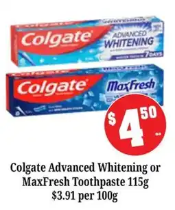 Farmer Jack's Colgate Advanced Whitening or MaxFresh Toothpaste offer