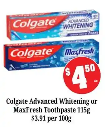Farmer Jack's Colgate Advanced Whitening or MaxFresh Toothpaste offer