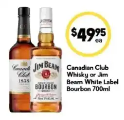 Drakes Canadian Club Whisky or Jim Beam White Label Bourbon offer