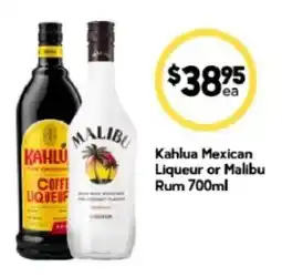 Drakes Kahlua Mexican Liqueur or Malibu Rum offer