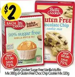NQR Betty Crocker Sugar Free Vanilla Muffin Mix or Gluten Free Choc Chip Cookie Mix offer