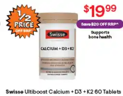 Discount Drug Stores Swisse Ultiboost Calcium + D3 + K2 60 Tablets offer