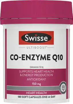 Discount Drug Stores Swisse Ultiboost Co-Enzyme Q10 150mg 180 Capsules offer