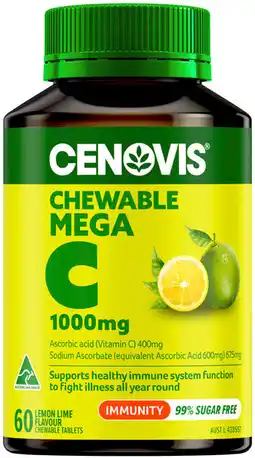 Discount Drug Stores Cenovis Chewable Mega C 1000mg Lemon Lime Flavour 60 Tablets offer