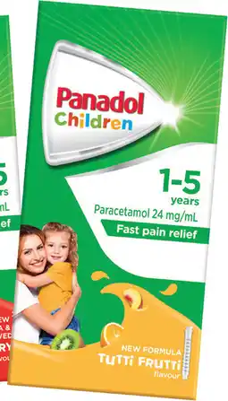 Discount Drug Stores NEW Panadol Children 1-5 Years Tutti Frutti offer