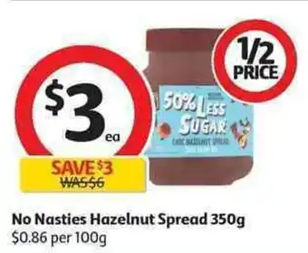 Coles No nasrues hazelnut spread 350g offer