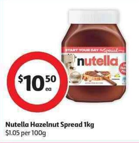 Nutella hazelnut spread 1kg offer at Coles