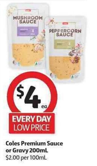 Coles Coles premium sauce or gravy 200ml offer