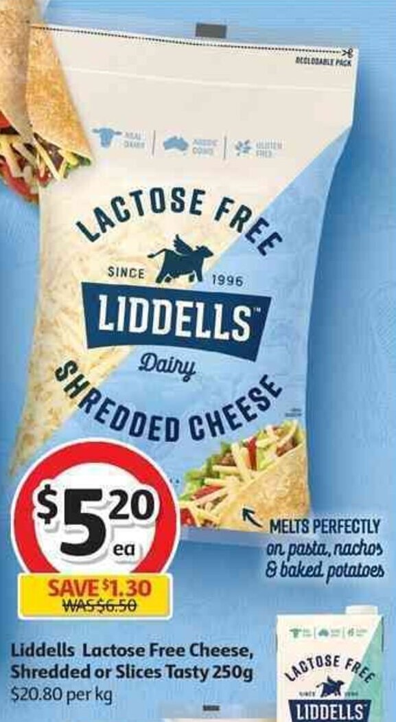 Liddells lactose free cheese offer at Coles