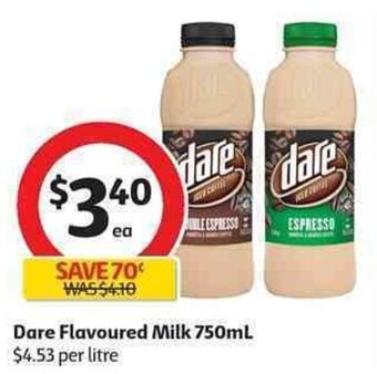 Coles Dare flavoured milk 750ml offer