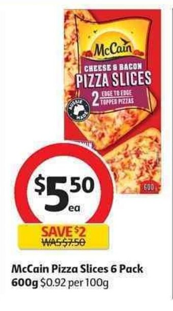 Coles Mccain pizza slices 6 pack 600g offer