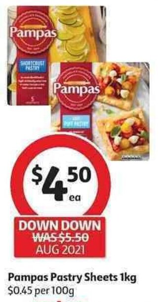 Coles Pampas pastry sheets 1kg offer