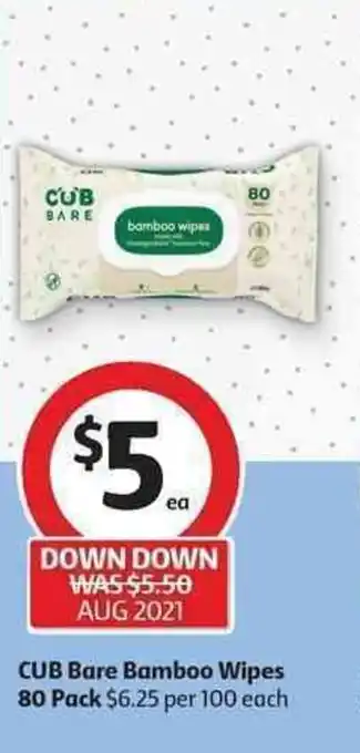 Coles CUB bare bamboo wipes 80 pack offer