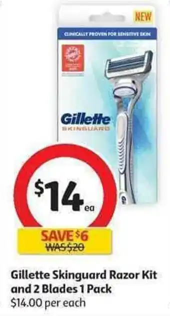 Coles Gillette skinguard razor kit and 2 blades 1 pack offer
