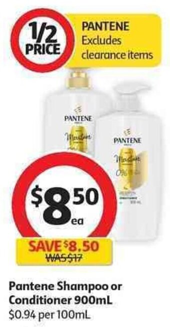 Coles Pantene shampoo or conditioner 900ml offer
