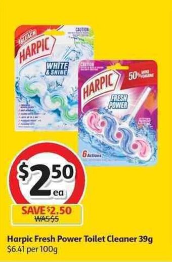 Coles Harpic fresh power toilet cleaner 39g offer