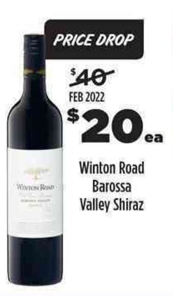 Coles Winton road barossa valley shiraz offer