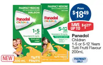 Panadol Children 1-5 or 5-12 Years Tutti Frutti Flavour