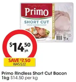 Coles Primo Rindless Short Cut Bacon offer