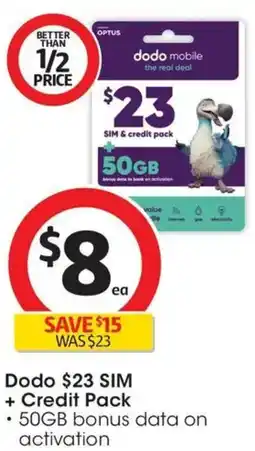 Coles Dodo SIM + Credit Pack offer