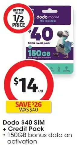 Coles Dodo SIM + Credit Pack offer