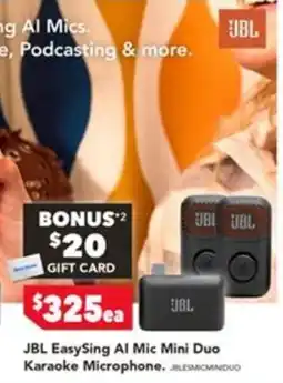 Harvey Norman JBL EasySing AI Mic Mini Duo Karaoke Microphone offer