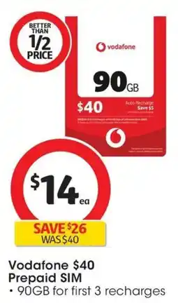 Coles Vodafone Prepaid SIM offer