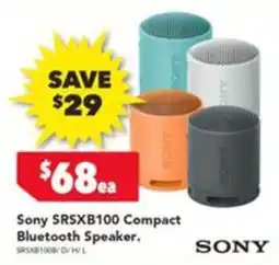Harvey Norman Sony SRSXB100 Compact Bluetooth Speaker offer