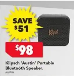Harvey Norman Klipsch 'Austin' Portable Bluetooth Speaker offer
