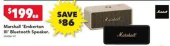 Harvey Norman Marshall Emberton III Bluetooth Speaker offer