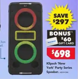 Harvey Norman Klipsch 'New York' Party Series Speaker offer