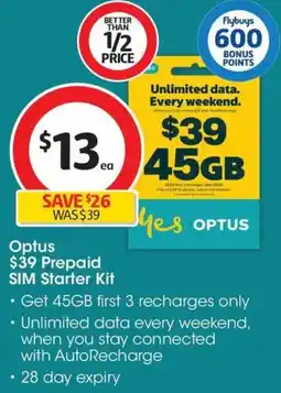 Coles Optus Prepaid SIM Starter Kit offer