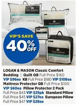 Spotlight Logan & Mason Classic Comfort Bedding offer