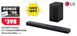 Harvey Norman LG S70TY Q-Series 3.1.1-Channel 400W Dolby Atmos Soundbar offer