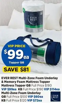 Spotlight Ever Rest Multi-Zone Foam Underlay & Memory Foam Mattress Topper offer