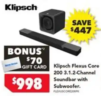 Harvey Norman Klipsch Flexus Core 200 3.1.2-Channel Soundbar with Subwoofer offer