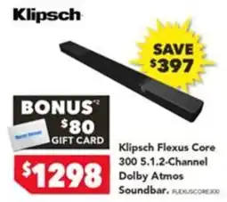 Harvey Norman Klipsch Flexus Core 300 5.1.2-Channel Dolby Atmos Soundbar offer