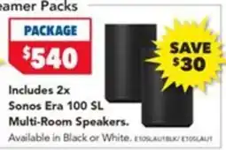 Harvey Norman Sonos Era 100 SL Multi-Room Speakers offer