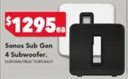 Harvey Norman Sonos Sub Gen 4 Subwoofer offer
