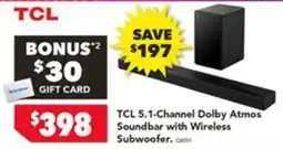 Harvey Norman TCL 5.1-Channel Dolby Atmos Soundbar with Wireless Subwoofer offer