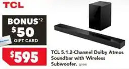Harvey Norman TCL 5.1.2-Channel Dolby Atmos Soundbar with Wireless Subwoofer offer