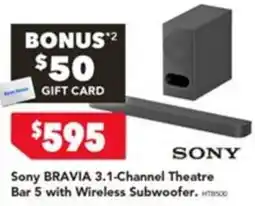 Harvey Norman Sony BRAVIA 3.1-Channel Theatre Bar 5 with Wireless Subwoofer offer