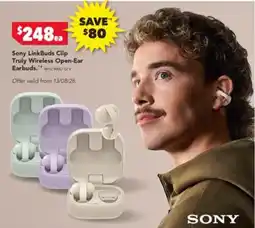 Harvey Norman Sony LinkBuds Clip Truly Wireless Open-Ear Earbuds offer