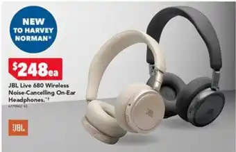 Harvey Norman JBL Live 680 Wireless Noise-Cancelling On-Ear Headphones offer
