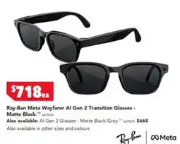 Harvey Norman Ray-Ban Meta Wayfarer Al Gen 2 Transition Glasses - Matte Black offer