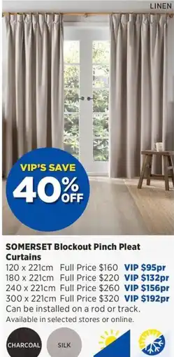 Spotlight SOMERSET Blockout Pinch Pleat Curtains offer