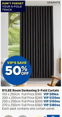 Spotlight Rylee Room Darkening S-Fold Curtain offer